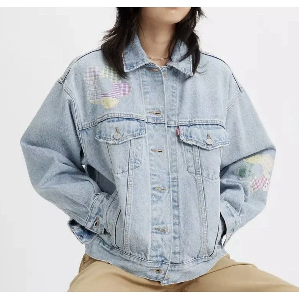 Levi’s 90’s Patchwork Denim Trucker Jacket Size XS NWT Light Wash Retro Relaxed